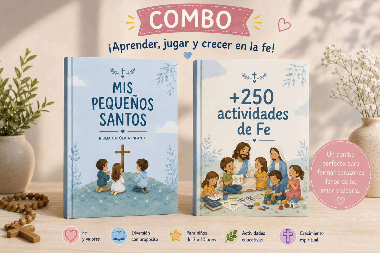 Combo Mis Pequeños Santos | Biblia Católica Infantil + Kit de 250 Actividades de Fe | +7 BONOS DE REGALO