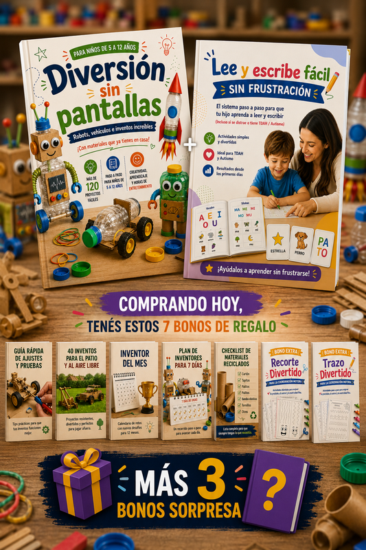 Combo 2x1 Diversión sin Pantallas + Lee y Escribe Fácil (10 Bonos Incluidos)